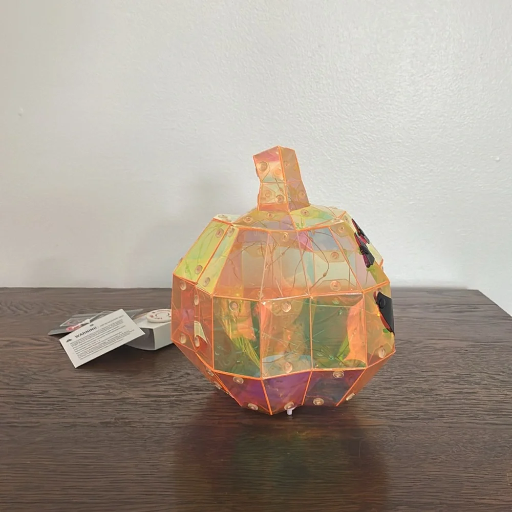 NWT- 🔋OPERATED- LED Light Up- Multicolor Holographic Halloween Jack-o-lantern 🎃
